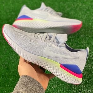 Nike Epic React Flyknit 2 Mens Running Shoes Gray Blue BQ8928-453 NEW Multi Sz